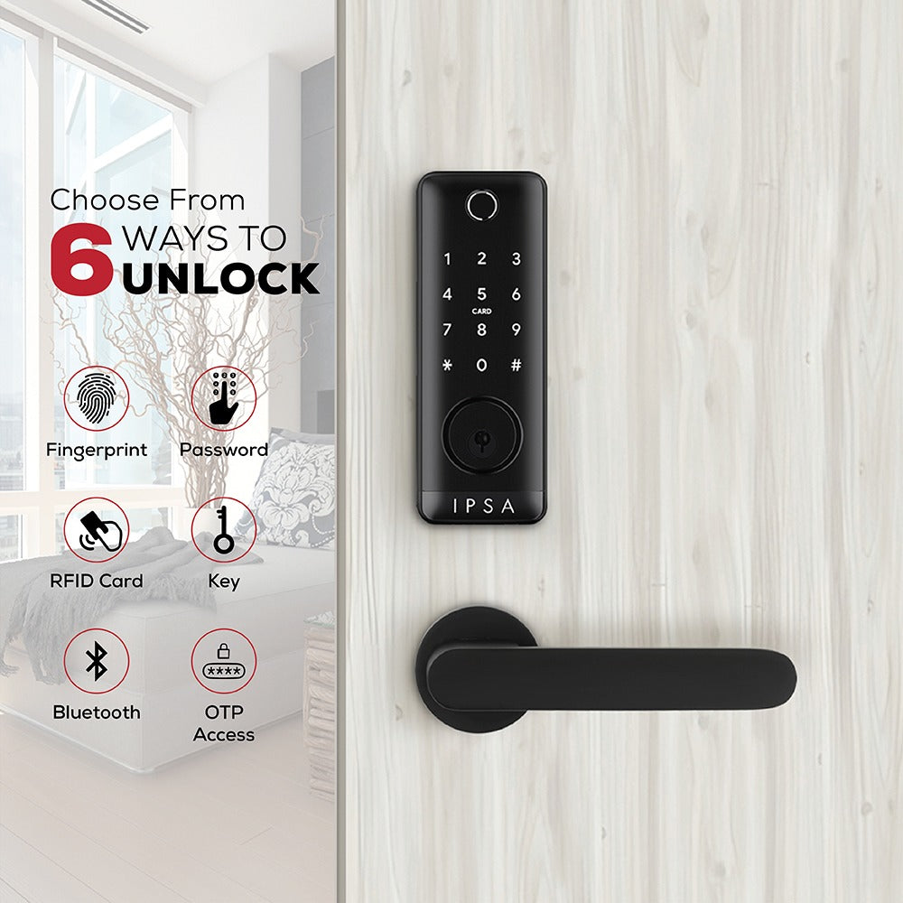 IPSA Series 45 Pro Smart Lock with Iris Series Lemon Door Handle with Baby Latch Finish - Black